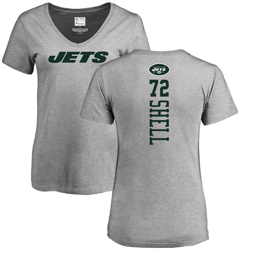 New York Jets Ash Women Brandon Shell Backer NFL Football #72 T Shirt
